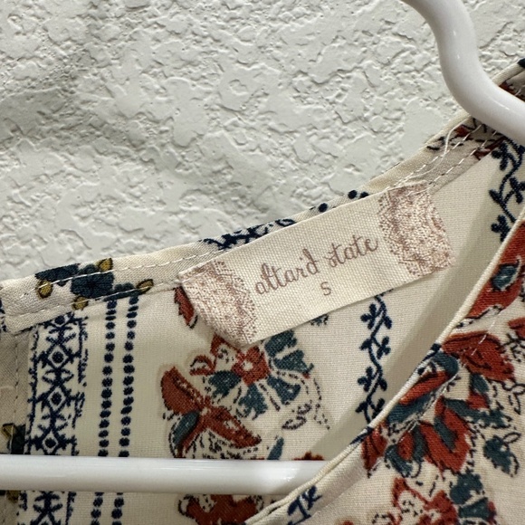 Altar'd State Blouse Women Small White Floral Shirt Peplum Boho Cottagecore - Picture 3 of 3